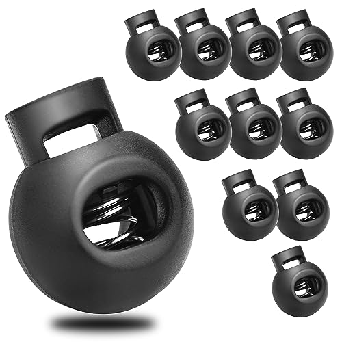Plastic Cord Locks - 50 Pack Black Spring Toggle Stoppers