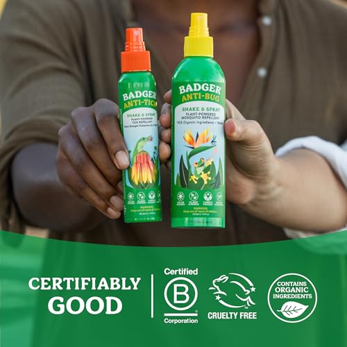 Badger Travel Size Tick Repellent Spray, DEET-Free, Non-Toxic, 2.7 fl