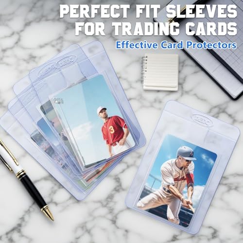 DEDC 200PCS Card Sleeves Set with 100 Semi Rigid & 100 Pull Tab Soft Sleeves, Professional Card Holders for Trading & PSA Grading
