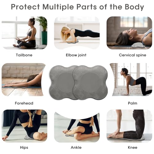 Yoga Knee Pads Set - Extra Thick Foam Cushions for Knees & Elbows - Grey
