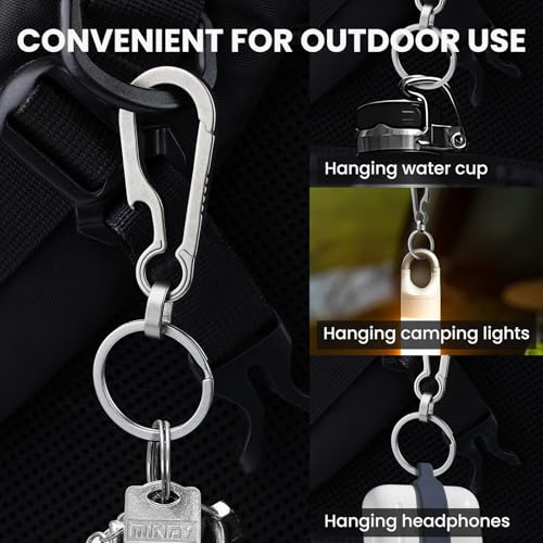 Titanium Carabiner Keychain - Lightweight Outdoor Key Holder - Silver