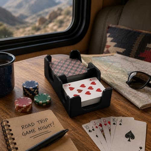 Canasta Playing Card Tray - 4 Deck Organizer - Black