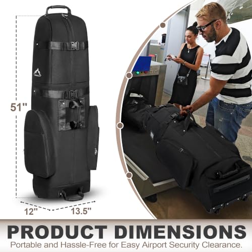Heavy-Duty Golf Travel Bag with Wheels - 600D Polyester