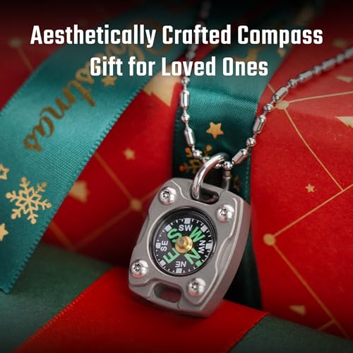 MecArmy CMP2-Titanium Mini Compass Waterproof Keychain & Necklace Gift