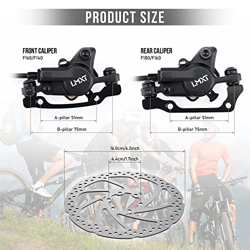 Hydraulic Disc Brake Kit - Dual Piston Calipers 160mm Rotors - Black Set