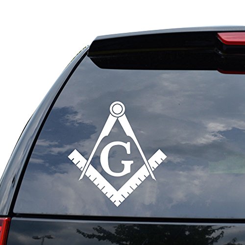 Freemason Masonic Tools Decal Sticker - 5 Inch Gloss White
