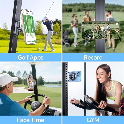 Magnetic Golf Cart Phone Holder - Strong Magnets, Black