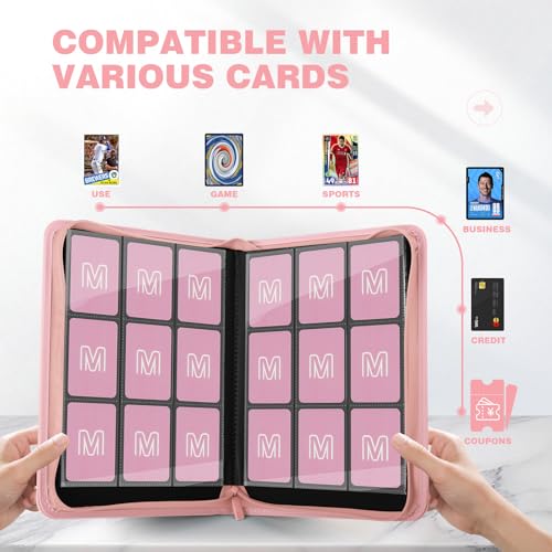MOSLA 9-Pocket Pink Trading Card Binder Holds 540 Cards (TMG/MTG)