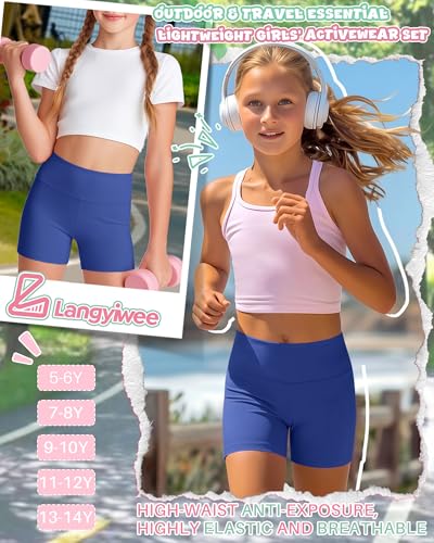 Girls' Athletic Shorts for School - Blue - 9-10 Years