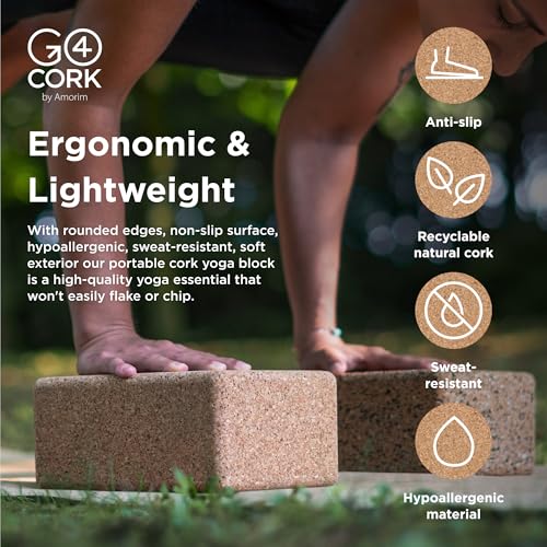 Go4Cork Large Cork Yoga Block 9x6x4 Inch - Eco-Friendly, Non-Slip, Odorless