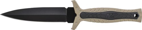 Smith & Wesson SWMPF3BR 9in High Carbon S.S. Full Tang Fixed Blade Knife with 4.6in Single Edge Blade and Rubberized Handle for Tactical, Survival and EDC,Black