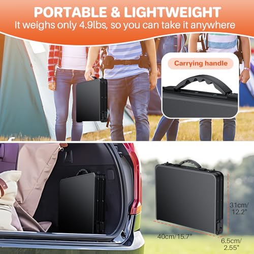 FUNYKICH Black Waterproof Camping Table 22.8x15.7 inches, Adjustable Height, Portable