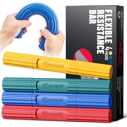 Tennis Elbow Therapy Bar - 4 Piece Resistance Set - Yellow, Green, Blue, Red