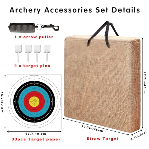 Straw Archery Target for Backyard Practice - 17.7 x 17.7 inches, Durable Bow and Target