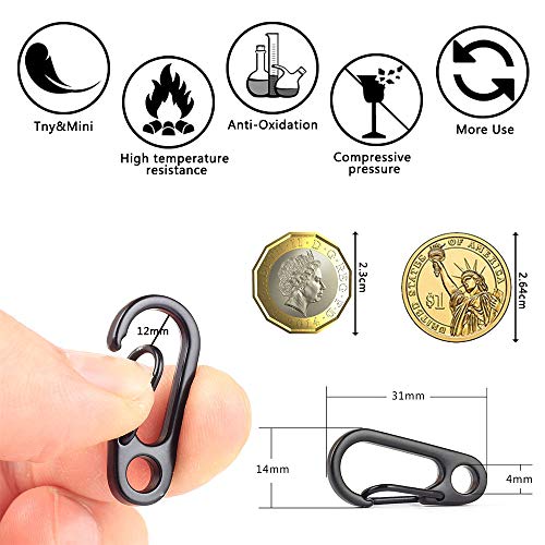 30PCS Mini Zinc Alloy Carabiner Clips - Durable Keychain Hooks