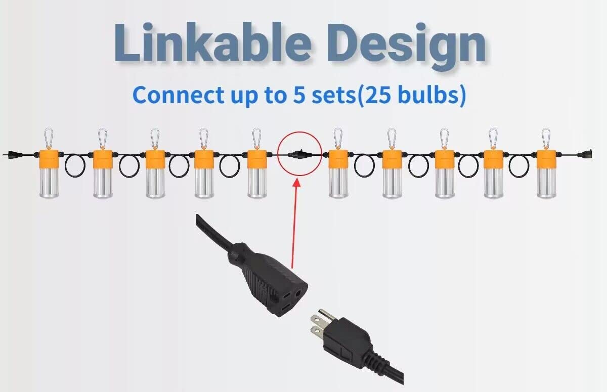 100W LED Temporary Construction String Light,50FT LED Suspended Jobsite Light with Plug,Linkable Temporary Work Light -12500LM