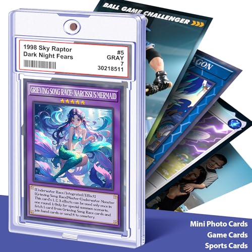 Homthy 50 Pack Magnetic Graded Card Slabs - Clear Acrylic Trade Card Holders with Label Slot