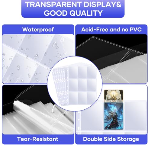 TiopLior 60 Pack Sheet Protectors,9 Pocket Double Sided Card Sleeves