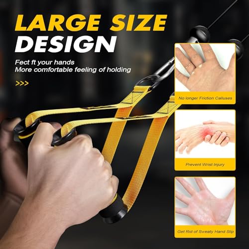 Heavy Duty Exercise Handles - Yellow Cable Attachments for Gym