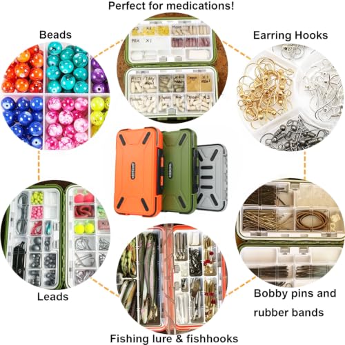 KEESHINE Small Green Tackle Box with 19 Dividers | Mini Floating Lure Organizer