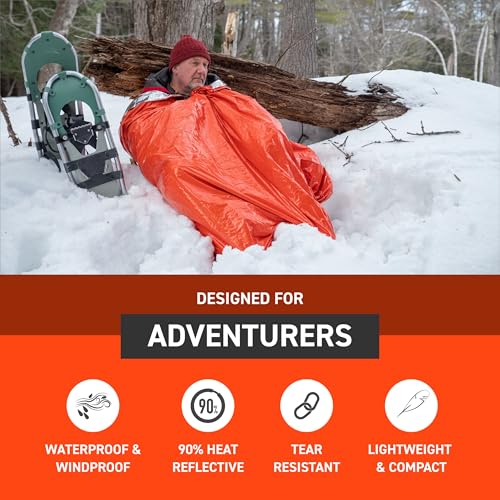 SOL Emergency Bivvy XL with Rescue Whistle - Reflective Survival Blanket & Shelter, Orange, 84x60 Inches