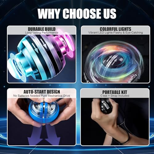 Gyro Ball Wrist Trainer with Colorful Lighting - Blue