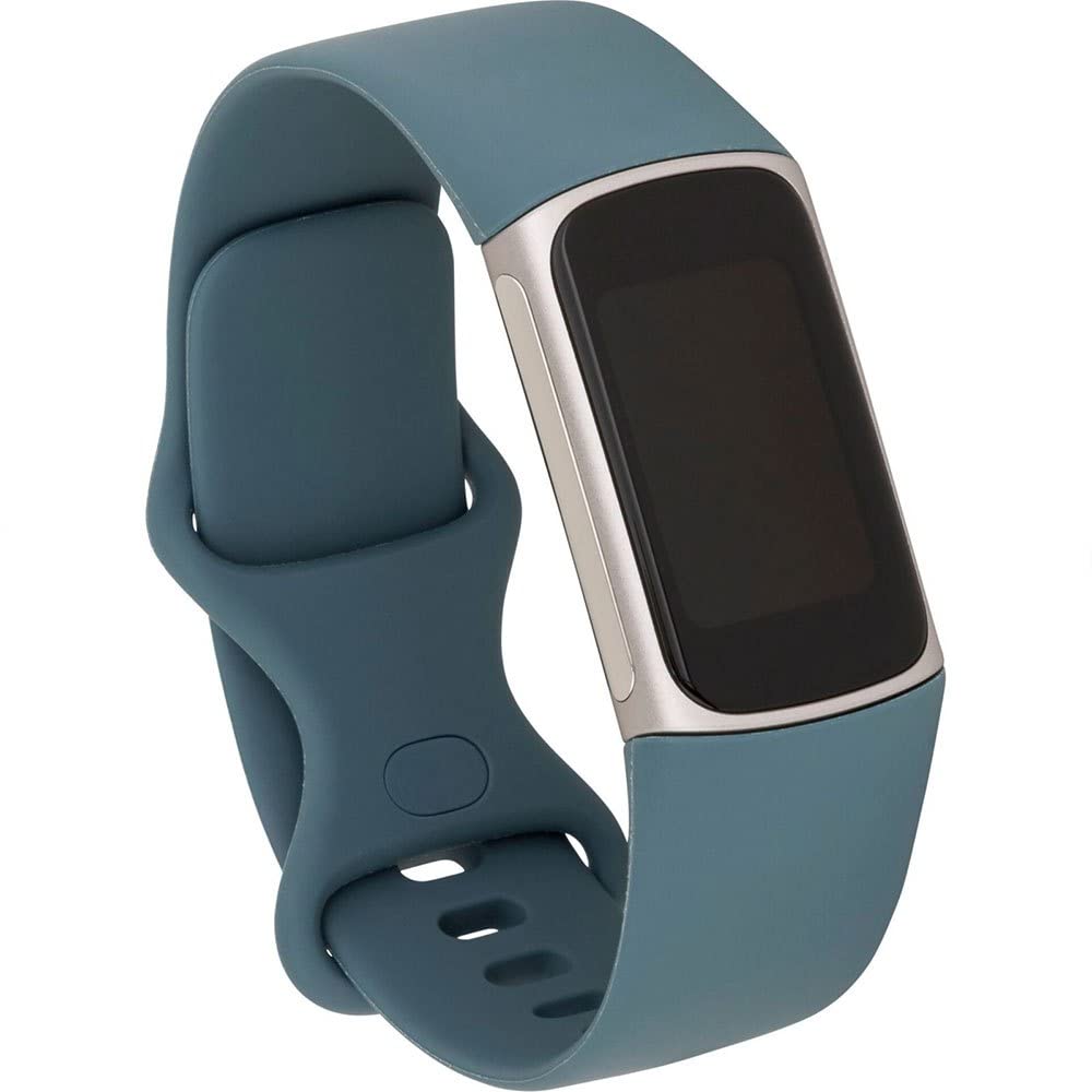 Fitbit Charge 5 Advanced Health & Fitness Tracker with Built-in GPS, Stress Management Tools, Sleep Tracking, 24/7 Heart Rate & More, Mineral Blue, One Size S & L Bands Included, Steel Blue/Platinum