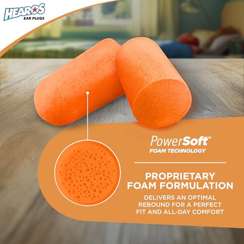 HEAROS Nanos Earplugs, X-Small, NRR 28, 100 Pair, PU Foam, Extreme Comfort, Orange (5891)