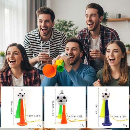 3-Piece Multicolor Vuvuzela Horn Set - Loud Cheering Toys for Soccer