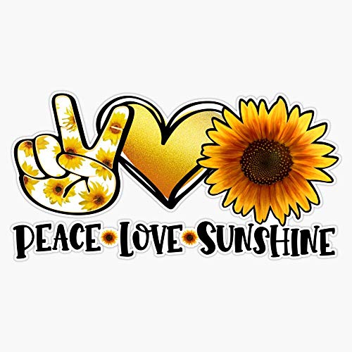 Peace Love Sunshine Sunflower Vinyl Decal - 5 Inch Waterproof Sticker