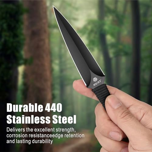 Throwing Knives Set - 3 Piece 6.5" 440 Stainless Steel with Sheath - Black