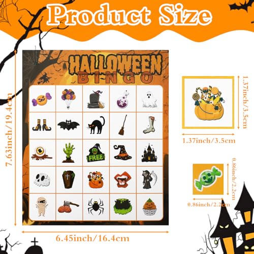 Halloween Bingo Game Cards - 24 Players, Orange Theme