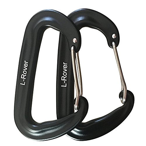 Lightweight 12KN Aluminium Carabiner Clips - Black 2PCS