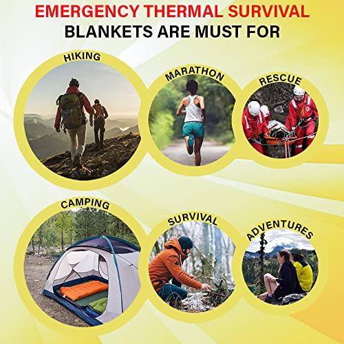 Emergency Thermal Survival Blankets - 84x52, 4 Pack Mylar Sheets