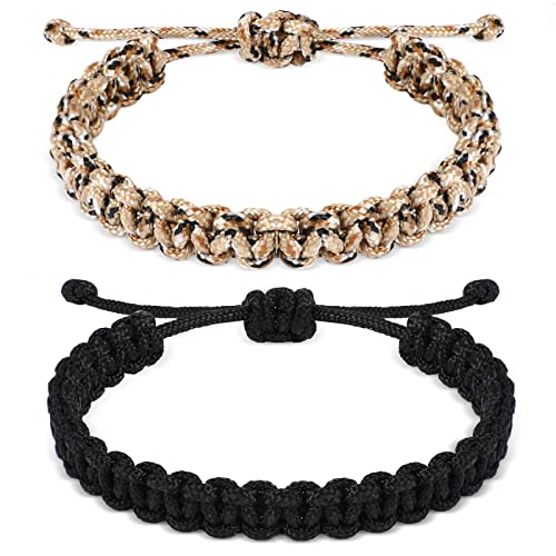 Adjustable Paracord Bracelet Set for Men and Boys - Camo & Black