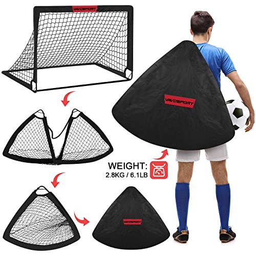 Kids Soccer Goals Set of 2 - Portable Backyard Soccer Net with Ball