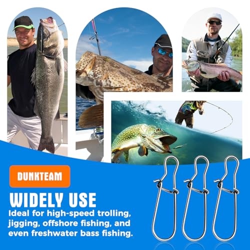 100PCS Stainless Steel Duo Lock Snap Swivel Fishing Clips