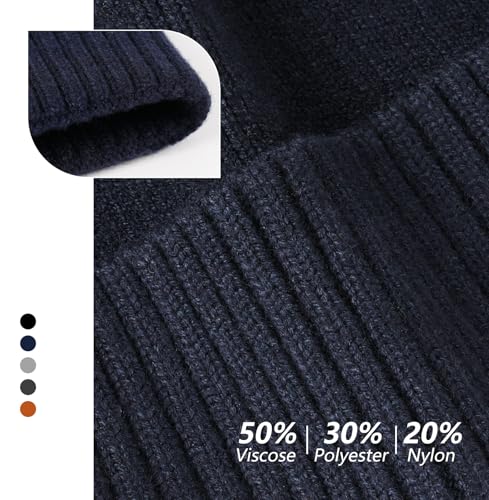 Soft Warm Knit Beanie Hat for Men & Women - Navy Blue