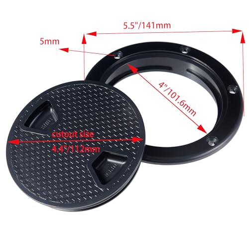 CROSSBODY 4Black 2 Pcs Marine Round Deck Hatch Inspection Plate with Waterproof Seal