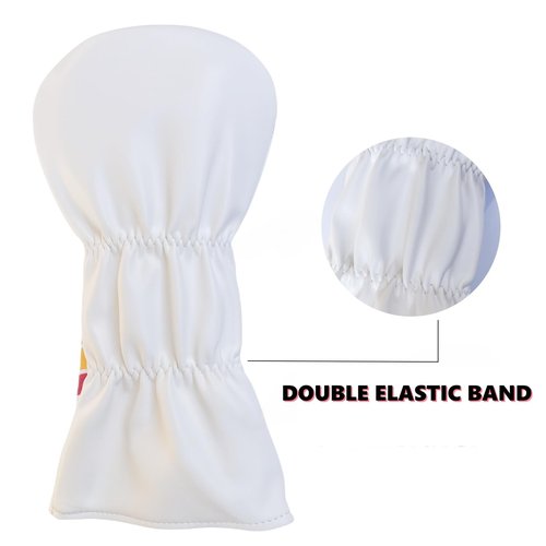 White Driver Headcover Hybrid Headcover Fairway Wood Head Cover, 1pc or Set Golf Club Covers for Men,Flamingo PU Leather Headcovers for Golf Clubs,Golf Headcovers That Fit Most Clubs(Fairway)