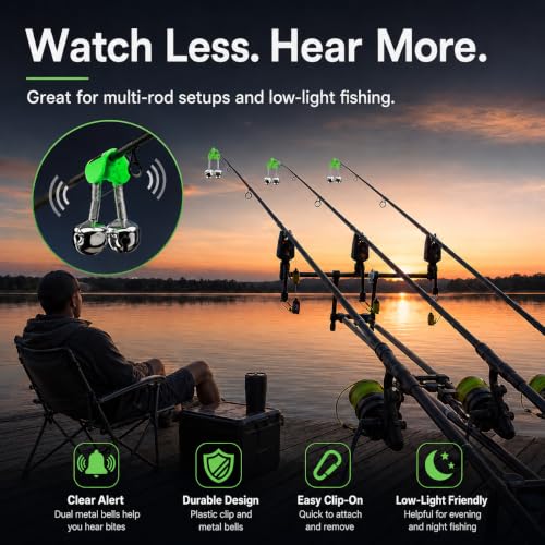 Fishing Rod Alarm Bells Clips - 20 Pcs Dual Bell Bite Alerts