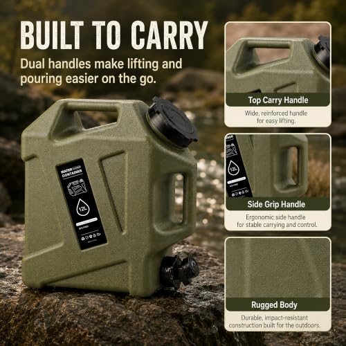 Aurarock 3.2 Gallon BPA-Free Water Jug with Rotatable Spigot – Green, 3.2 gal