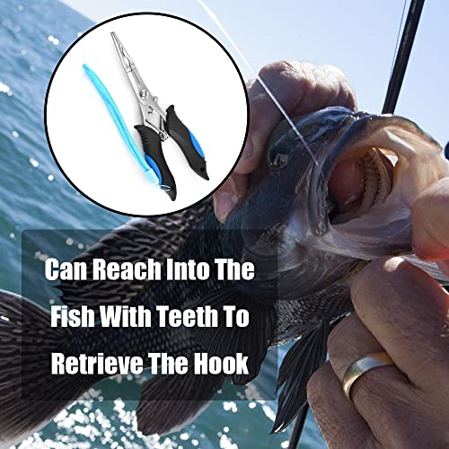 Stainless Steel Long Nose Fishing Pliers with Lanyard - 18cm