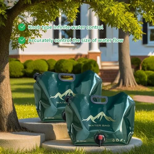 8L Collapsible Water Jug - BPA-Free with Adjustable Faucet - Blackish Green