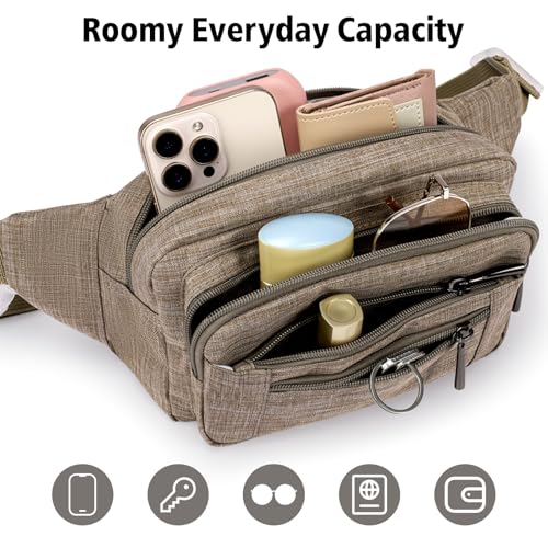 PACKISM A06 Khaki Fanny Pack for Women & Men | Crossbody Travel Waist Bag