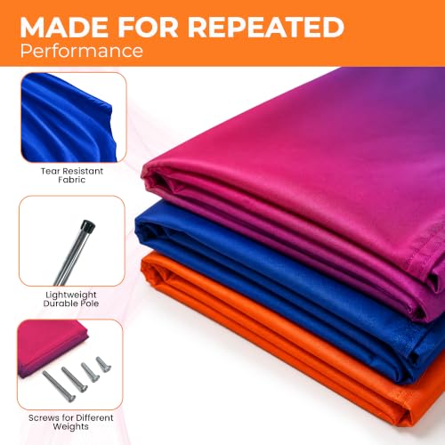 Spinning Color Guard Flag with Pole - Blue, Lightweight Dance Flag