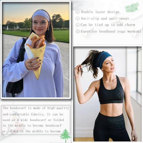 Wide Headbands for Women - 6 Pack Non-Slip Turban Headbands - Black, White, Gray, Beige, Coffee