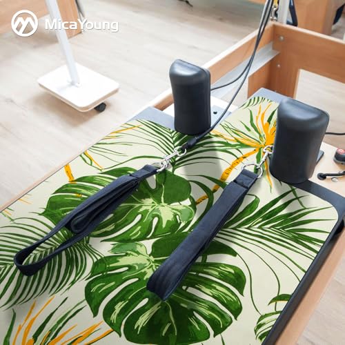 Non-Slip Suede Pilates Reformer Mat Cover with Carry Bag - Green Leaf