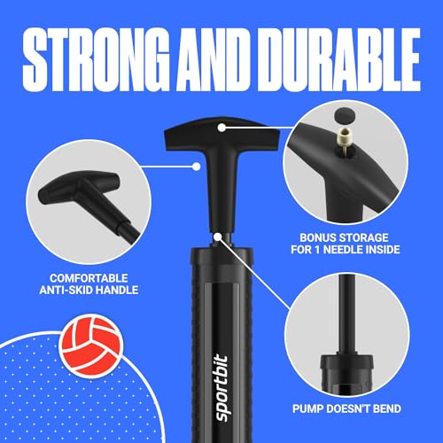 SPORTBIT Black Hand Pump for Basketball Volleyball Soccer Football - Portable & Easy to Use