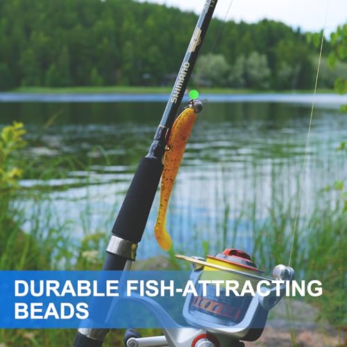 Green 10mm Glow Fishing Beads - 500 Pack, Durable Plastic Rig Beads